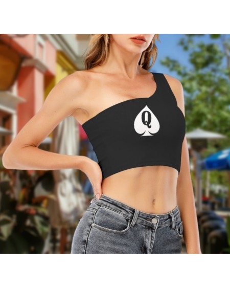 QUEEN OF SPADE One - Shoulder Cropped Top, Queen off spades