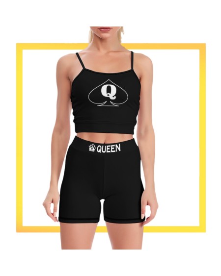 QUEEN Of SPADES set short and top, yoga, fitness, slut
