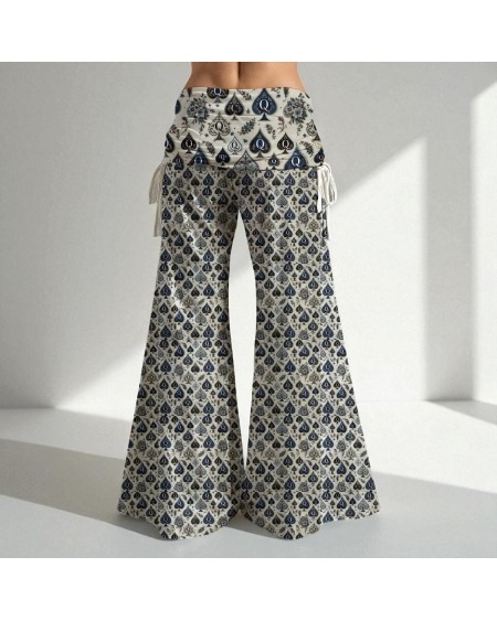 High Waist Wide Leg Pants Queen Of Spades Print  Sexy