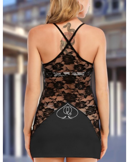 Queen Of spades Lace Cami Dress, slut clothing, cuckolding,