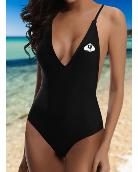 QUEEN Of SPADE BACKLESS Lace - up One - Piece Swimsuit,