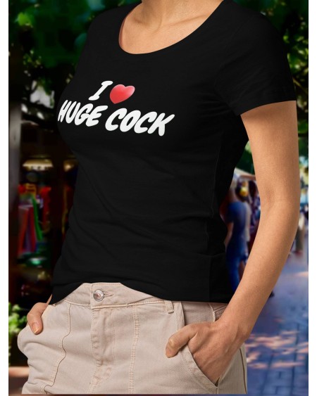 T - Shirt I LOVE HUG COCK white, hotwife