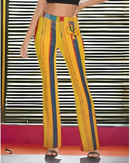 QUEEN OF SPADES Print Women'S Flare Pants, queen of spades,