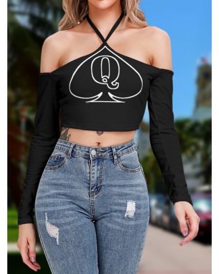 Halter Lace - Up Top QUEEN OF SPADE, 12 colors, tshirt, qos