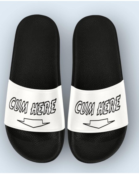 CUM HERE Slide sandals, foot fetish, pretty feet, foot