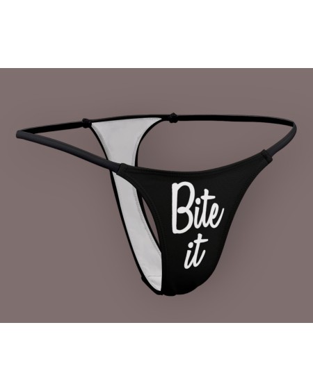 BITE IT Thong, Slut clothing, cuckolding, hotwife panties,