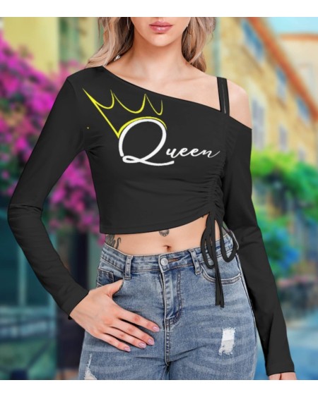 QUEEN OF SPADES One - Shoulder Blouse, top queen off spades,