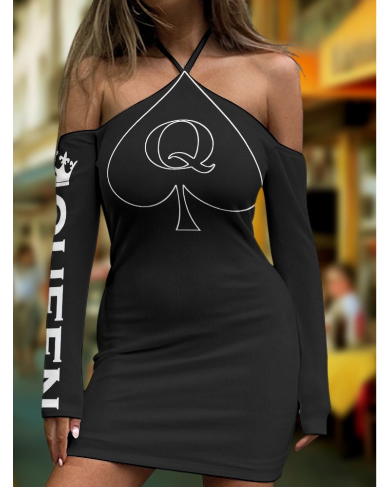 Halterneck QUEEN OF SPADES Dress, slut clothing, cuckolding,