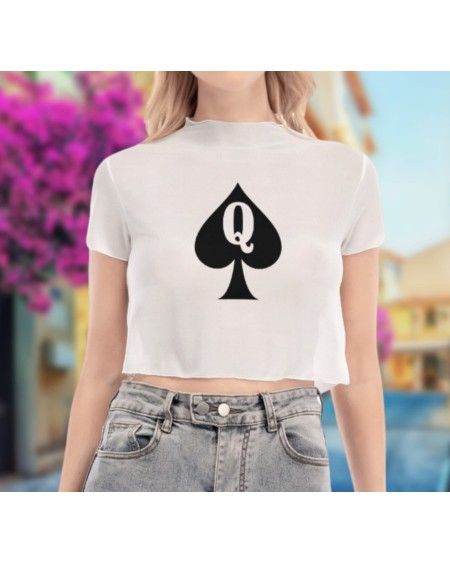 Transparent Crop top QUEEN OF SPADES, queen off spades