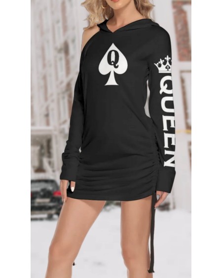 QUEEN OF SPADES One - Shoulder Dress With Waist Shirring,