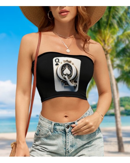 QUEEN OF SPADES Casual Style Tube Top, Top queen off spades,