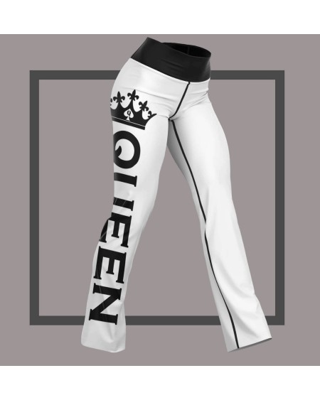 QUEEN OF SPADES White Flare Leggings, queen of spades, qos,