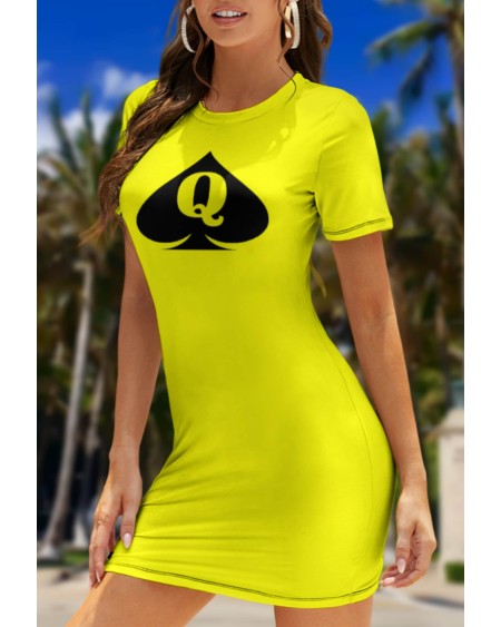 QUEEN OF SPADES Crew Neck Short Sleeve Dress, Slut clothing,