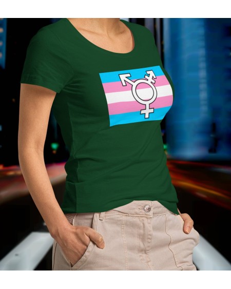 T - Shirt TRANSGENDER symbol white, green, salmon, green