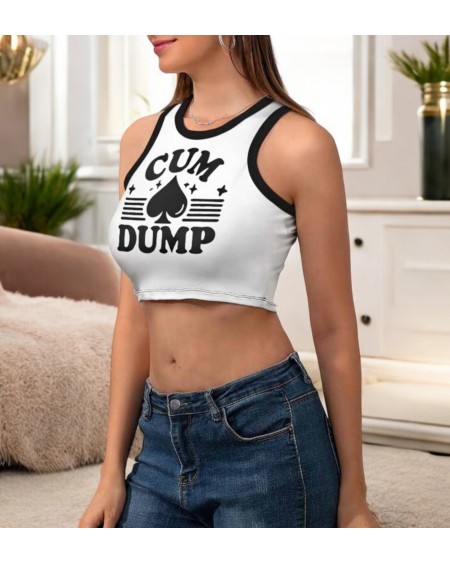 Cum Dump Cropped Slim Racer Tank Top, 3 Colors - Queen Of