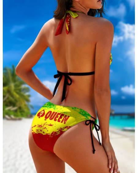 Bikini QUEEN OF SPADES Reggae color, slut clothing,