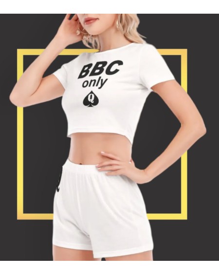 BBC ONLY Short Sleeve Crop Top Shorts Suit, Large size, top
