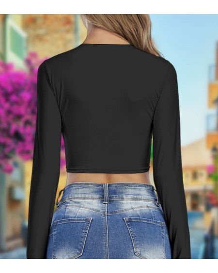 QUENN OF SPADES Round Neck Crop Top T - Shirt, queen off