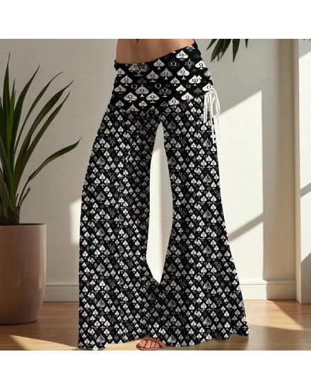 High Waist Wide Leg Pants Queen Of Spades Print  Sexy