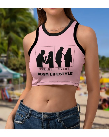 BDSM LIFE STYLE Cropped Slim Racer Tank Top, 18 Colors, top