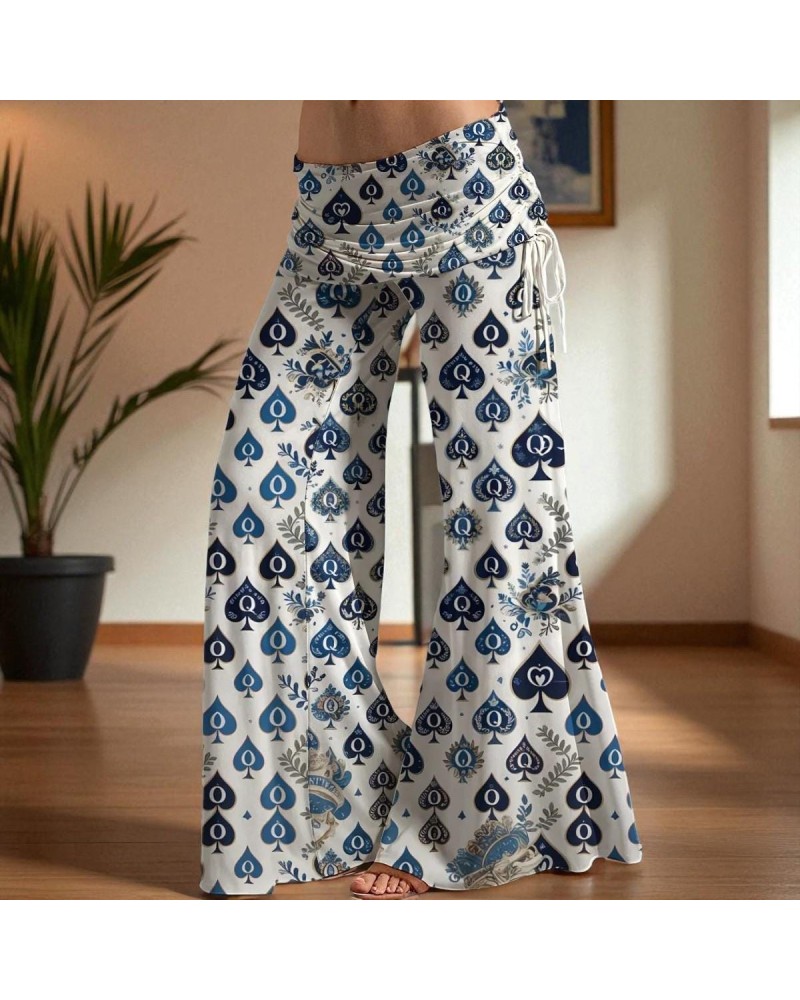 High Waist Wide Leg Pants Queen Of Spades Print  Sexy