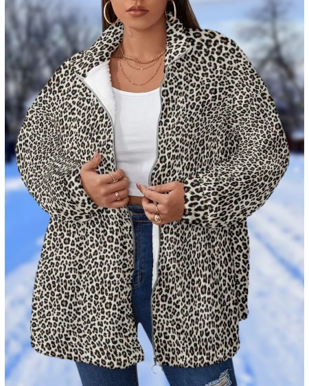 QUEEN OF SPADES Borg Fleece Stand - Up Collar Coat snow