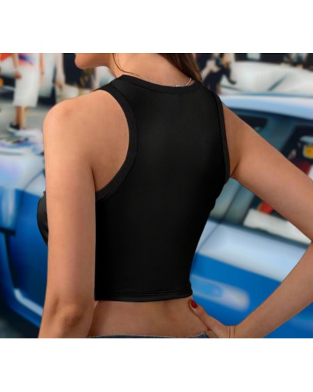 I love BLACK BULLS Women's Cropped Slim Racer Tank Top, top