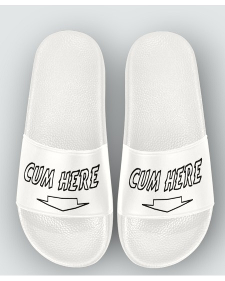 CUM HERE Slide sandals, foot fetish, pretty feet, foot