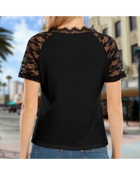 BREED ME V - Neck T - shirt With Lace, queen off spades
