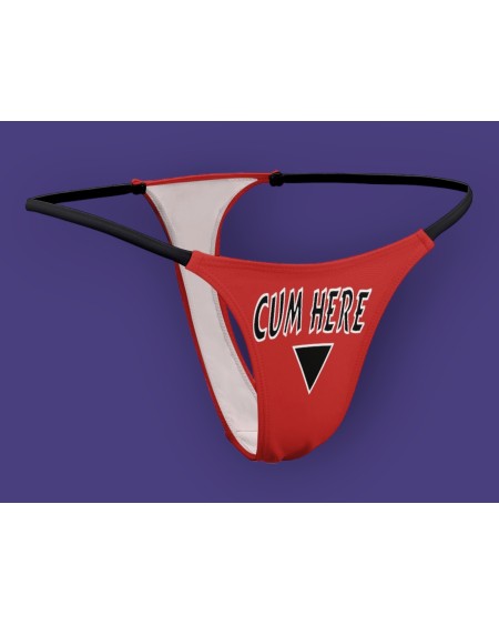 CUM HERE Thong, Slut clothing, cuckolding, hotwife panties,