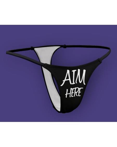 AIM HERE Thong, Slut clothing, cuckolding, hotwife panties,
