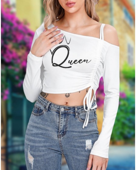 QUEEN OF SPADES One - Shoulder Blouse, top queen off spades,