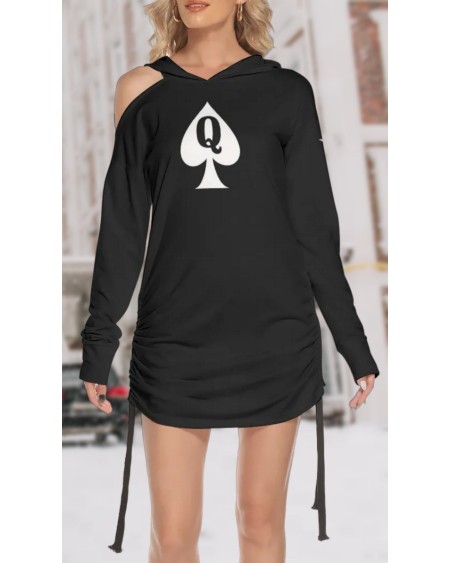 QUEEN OF SPADES One - Shoulder Dress With Waist Shirring,