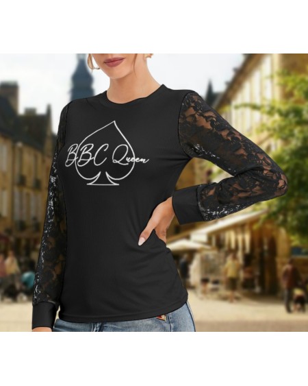 QUEEN OF SPADES T - Shirt And Sleeve With Black Lace,