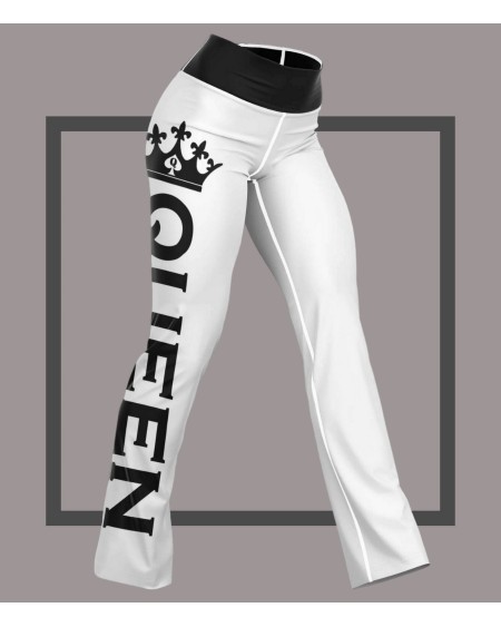 QUEEN OF SPADES White Flare Leggings, queen of spades, qos,