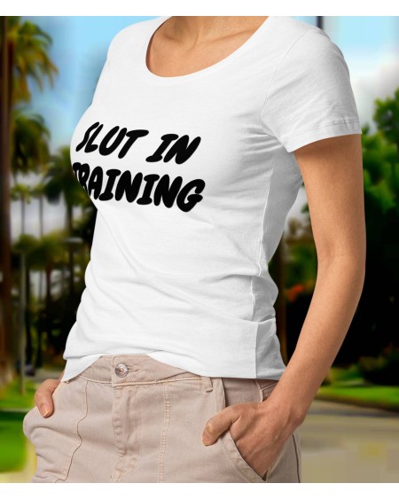 T - Shirt SLUT in TRAINING white, beige, green, salmon,
