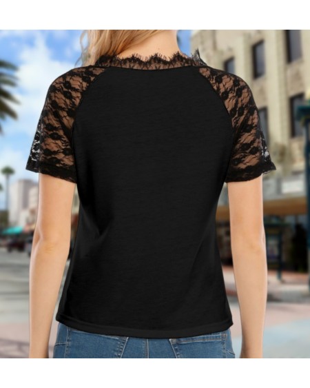 QUEEN OF SPADES V - Neck T - shirt With Lace, queen off