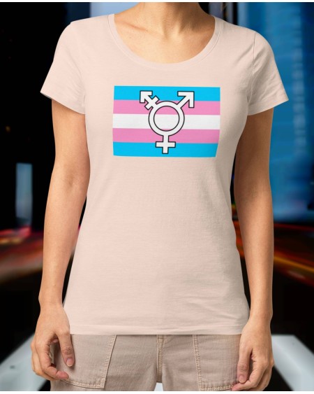 T - Shirt TRANSGENDER symbol white, green, salmon, green