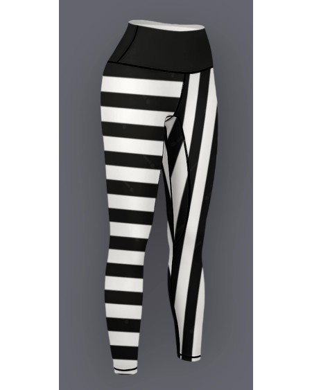 QUEEN OF SPADES Black and white stripe legging, queen of