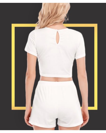 BBC ONLY Short Sleeve Crop Top Shorts Suit, Large size, top