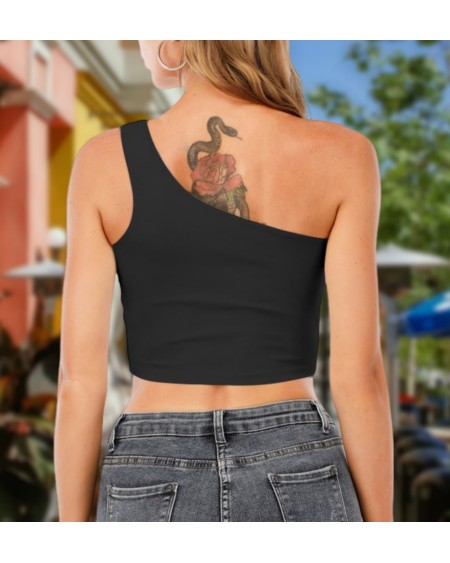 QUEEN OF SPADE One - Shoulder Cropped Top, Queen off spades