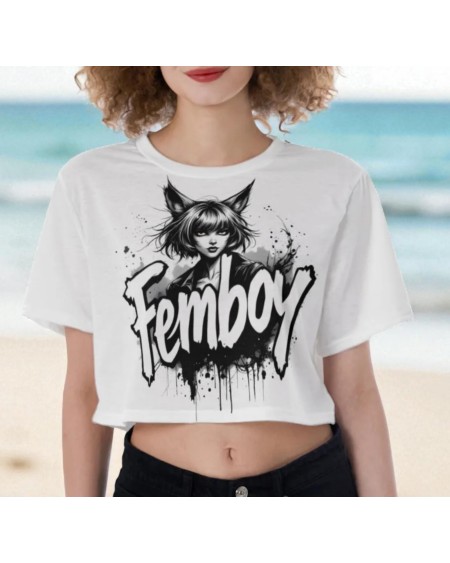 Femboy Crop Top Shirt Anime Graphic Tee  Cute Kawaii LGBT