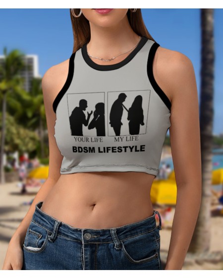BDSM LIFE STYLE Cropped Slim Racer Tank Top, 18 Colors, top