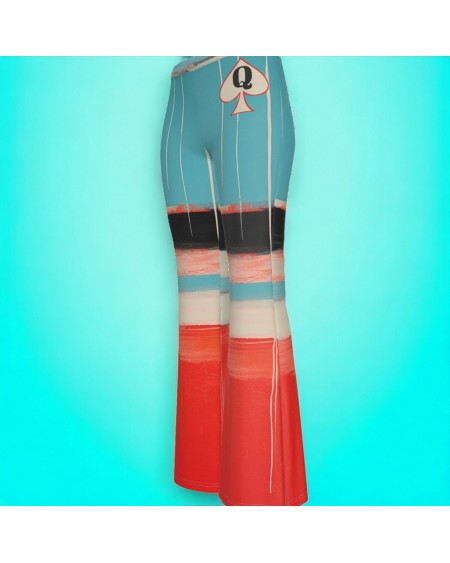 QUEEN OF SPADES Print Women'S Flare Pants, queen of spades,