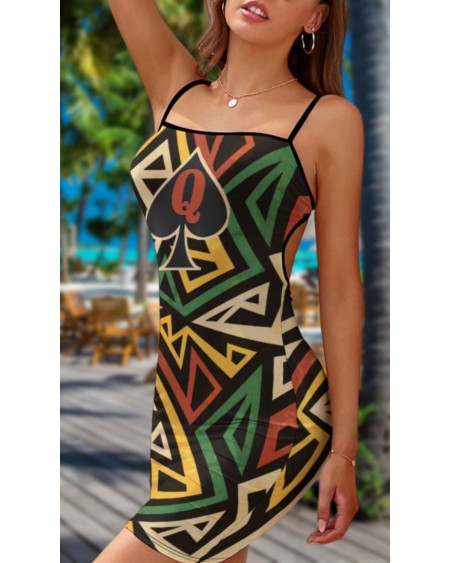 QUEEN OF SPADES African Tribal slim Dress, slut clothing,