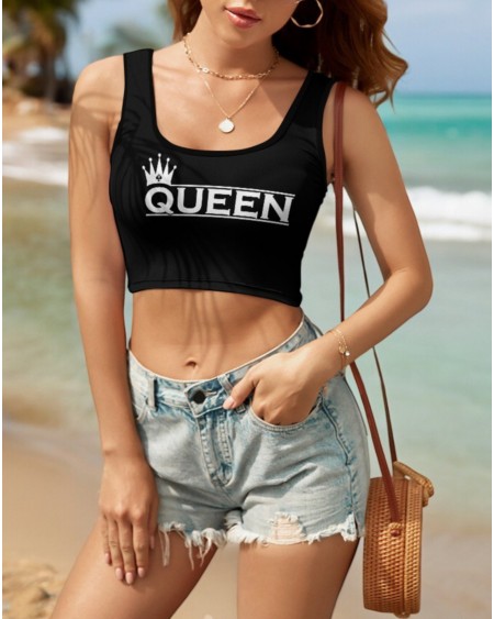 QUEEN OF SPADE Cropped Tank Top, , Top queen off spades, qos