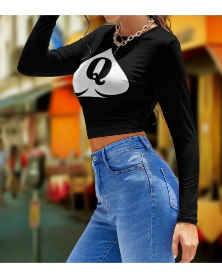 Croc Top QUEEN OF SPADES long sleeve, hotwife t - shirt,
