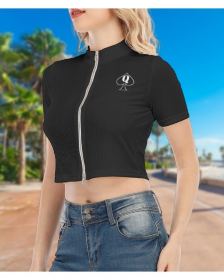 BBC ONLY Short Sleeve T - Shirt With Two - way Zipper, queen