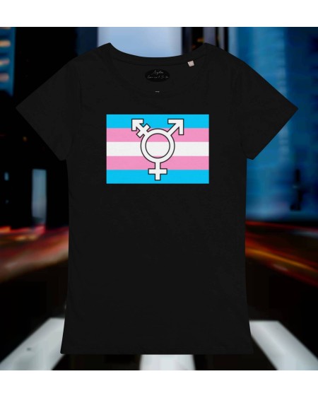 T - Shirt TRANSGENDER symbol white, green, salmon, green