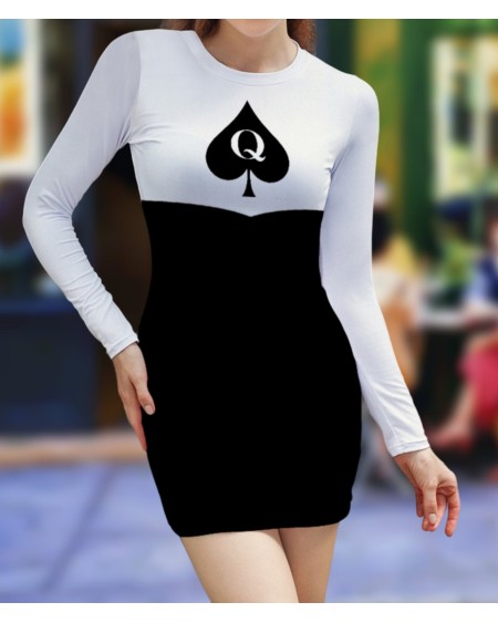 Bicolor QUEEN OF SPADES Dress, slut clothing, cuckolding,